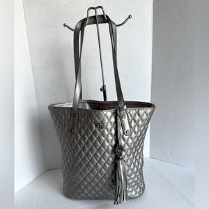Emma Fox || Womans Quilted Silver Tote Bag